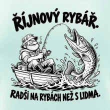 Říjnový rybář v loďce s obří štikou