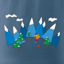 Lyžař a barevné hory