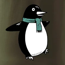 Tučňák se zelenou šálou