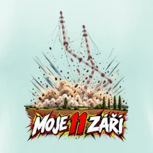 Liblice B pád vysílačů moje 11 září komiksový motiv