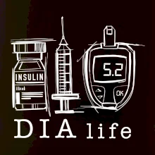 D I A life - kreslený insulin injekce a glukometr