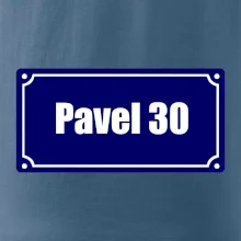 Jméno a věk - uliční cedule - modrá