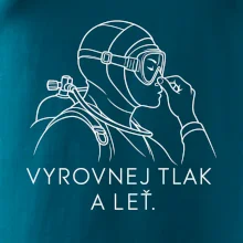 Vyrovnej tlak a leť potápěč v neoprenu držící si nos