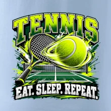 Tenisová raketa a míček eat sleep repeat