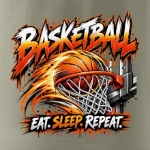 Basketbalový koš s míčem eat sleep repeat