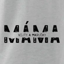 Černý nápis máma a jména dětí