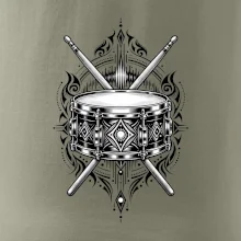 Ornamentální buben s paličkami - černobílý symbol