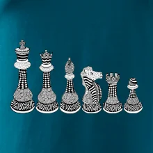 Šachové figurky v řadě - kreslené