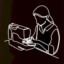 Švadlena a šicí stroj jedním tahem