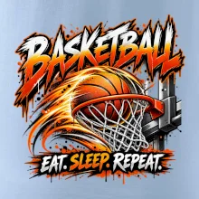 Basketbalový koš s míčem eat sleep repeat