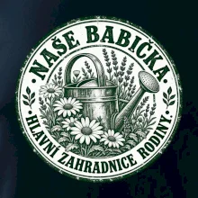Naše babička hlavní zahradnice rodiny vintage konev