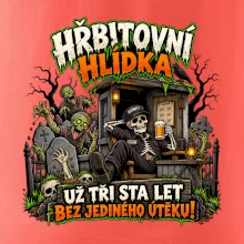 Hřbitovní hlídka kostlivec vrátný s pivem