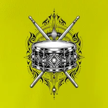 Ornamentální buben s paličkami - černobílý symbol