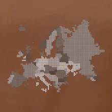 Mapa Evropy - srdce v Ukrajině