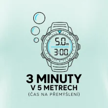 Bezpečnostní zastávka 3 minuty v 5 metrech s potápěčskými hodinkami