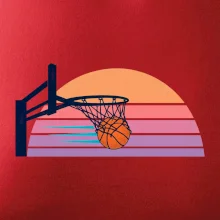 Retro západ slunce a basketbalový koš