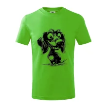 Černobílá karikatura jezevčík