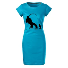 Rybář tahající rybu