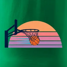 Retro západ slunce a basketbalový koš