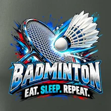 Badmintonová raketa s košíčkem eat sleep repeat