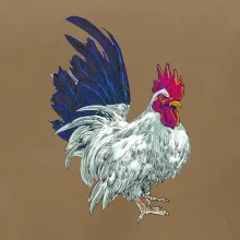 Kohout kreslený bílý