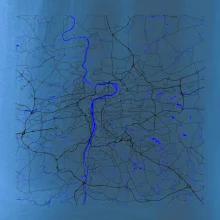 Praha - Mapa s vodními toky
