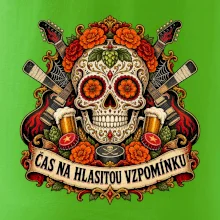 Mexická rocková lebka s kytarami a pivem