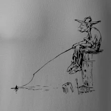 Kreslený rybář na pařezu