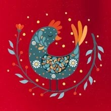 Folklor - slepice s kopretinou