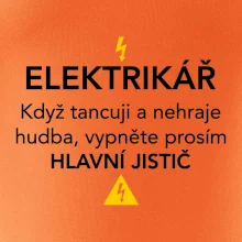 Elektrikář - hlavní jistič - Nápis na zádech