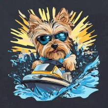 Yorkšírský teriér na vodním skútru