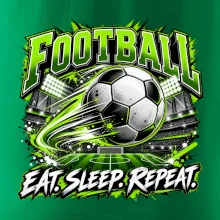 Fotbalový míč a stadion eat sleep repeat