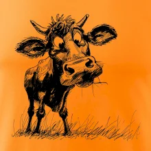 Černobílá karikatura kráva stojící