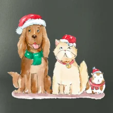 Veselé vánoce - pes, křeček a kočka