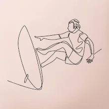 Surfař na vlně jedním tahem