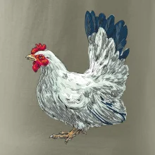 Slepice kreslená bílá