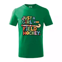 Barevný nápis Just a girl who loves field hockey