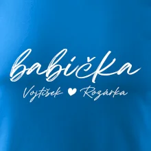 Babička Tričko se jmény dětí psací písmo