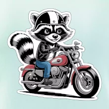 Mýval na motorce kreslený