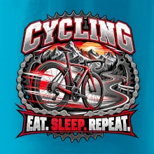 Cyklistické kolo mezi horami eat sleep repeat