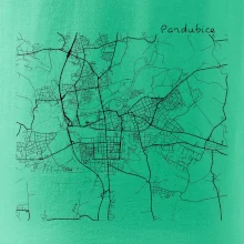 Mapy měst černobílé Pardubice