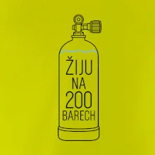 Žiju na 200 barech potápěčská lahev s modrou vlnovkou