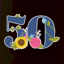 Květinové číslo kreslené - 50