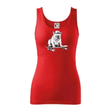 Černobílý buldok na skateboardu