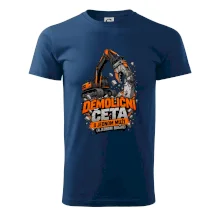 Demoliční četa o jednom muži a bagru