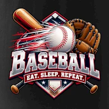Baseballová pálka s rukavicí eat sleep repeat