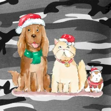 Veselé vánoce - pes, křeček a kočka