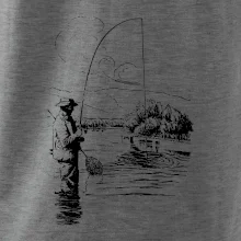 Kreslený rybář s podběrákem