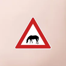 Dopravní značka - Pozor pasoucí se kůň