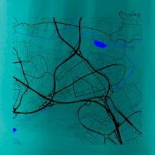 Praha - 14100 mapa s vodními toky